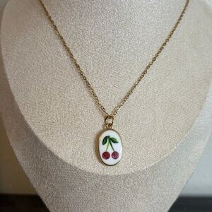 Handmade Gold Cherry Necklace | Waterproof & Tarnish Resistant